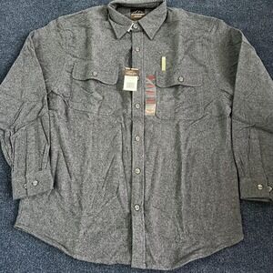 Mountain Ridge Flannel Shirt Mens Large Gray Solid Long Sleeve Button Up Outdoor